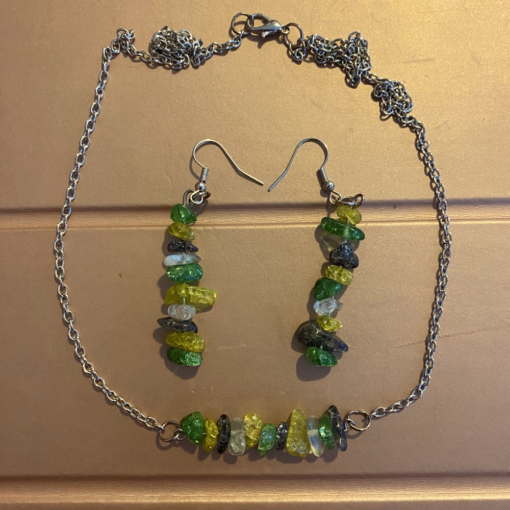 Chip Bead Necklace and Earring Set